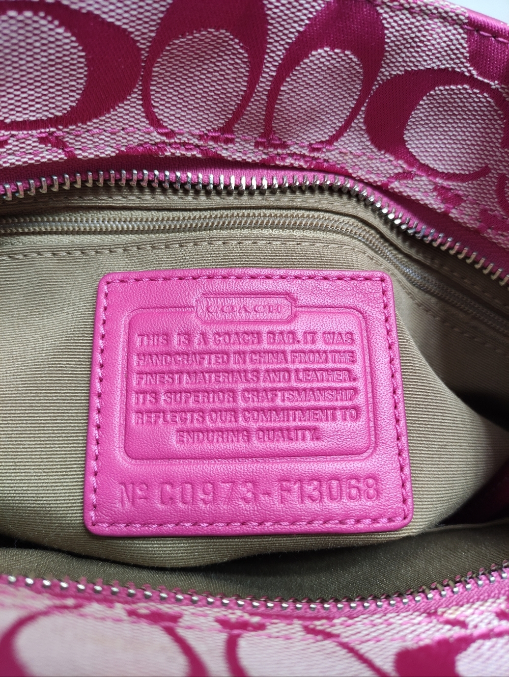 Vintage Y2K Coach F13068 Hampton Signature Large Carryall Satchel Hibiscus/Pink - Picture 11 of 14